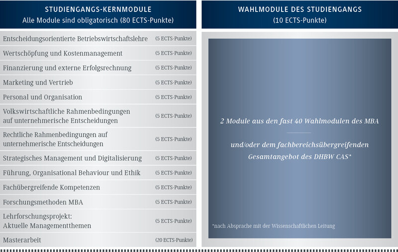 Aufbau des Master of Business Administration (Schaubild)