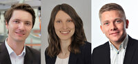 Professionelle Porträts von drei jungen Fachleuten in Anzügen