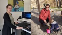 Lisa Jauch bei der Arbeit und mit Kind