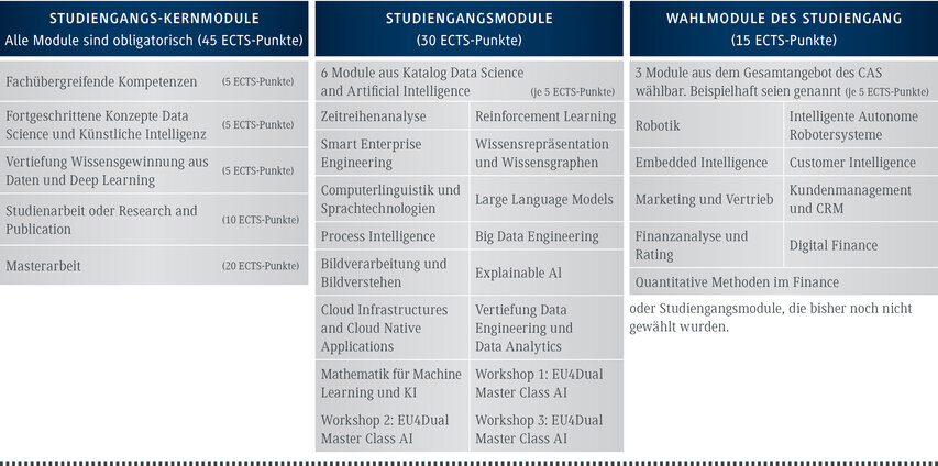 Übersicht der Module im Master Data Science and Artificial Intelligence