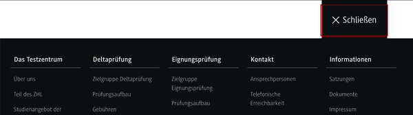 Screenshot Men&uuml; cas.dhbw.de, Schlie&szlig;en-Button durch roten Rahmen hervorgehoben